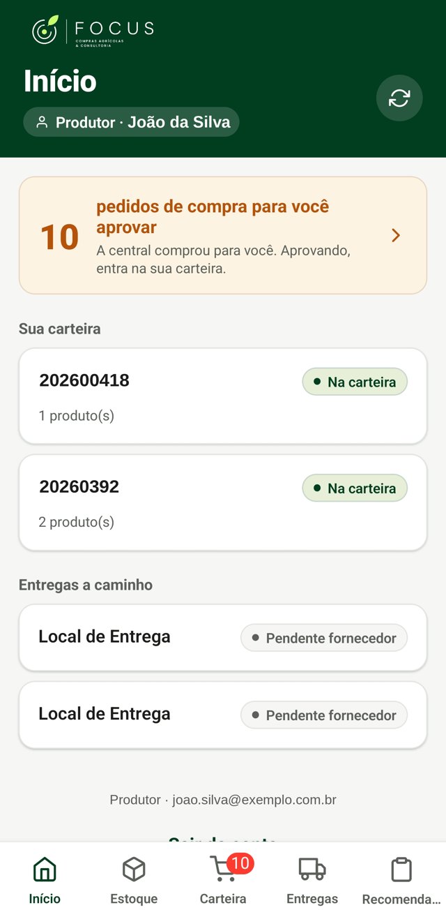 Tela inicial do aplicativo FOCUS